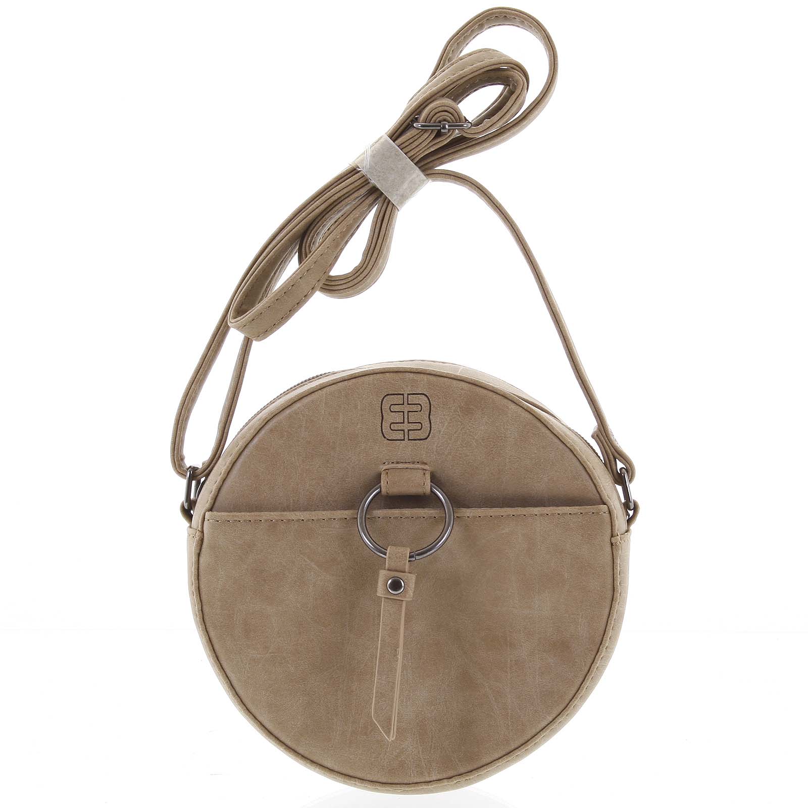 Kulatá moderní dámská crossbody kabelka taupe - Enrico Benetti Behesha