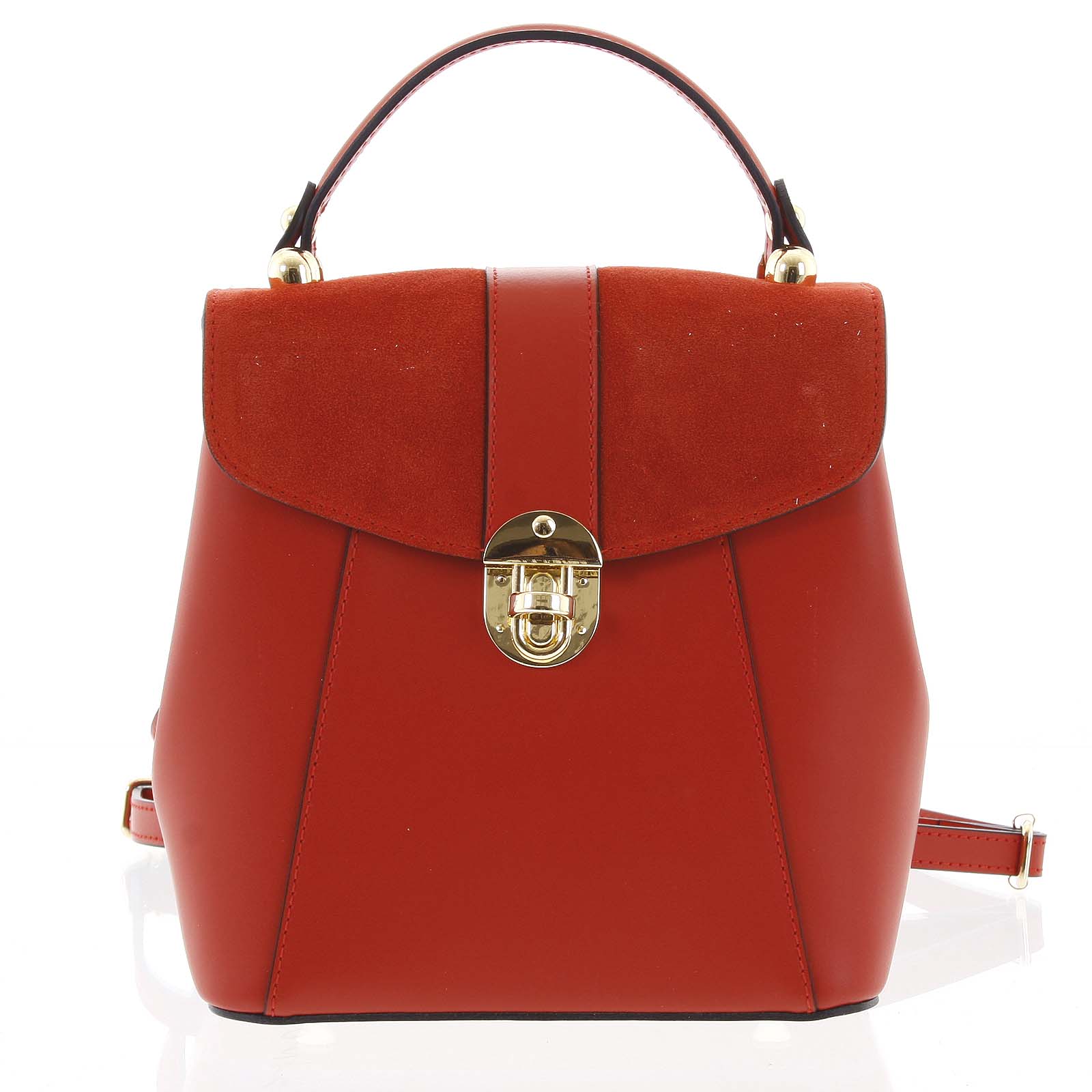 Dámský originální kožený červený batůžek kabelka - ItalY Acnes