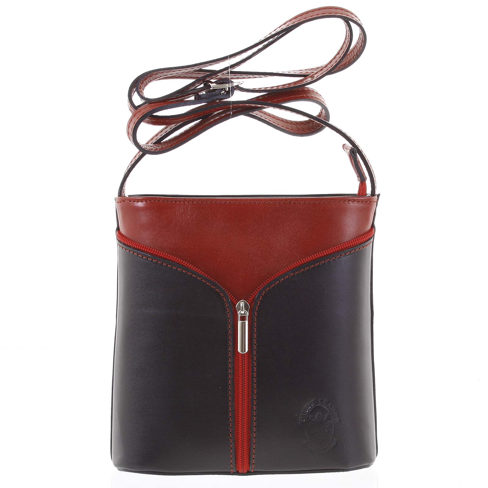 Dámská kožená crossbody kabelka černo červená - ItalY Hallie Dark