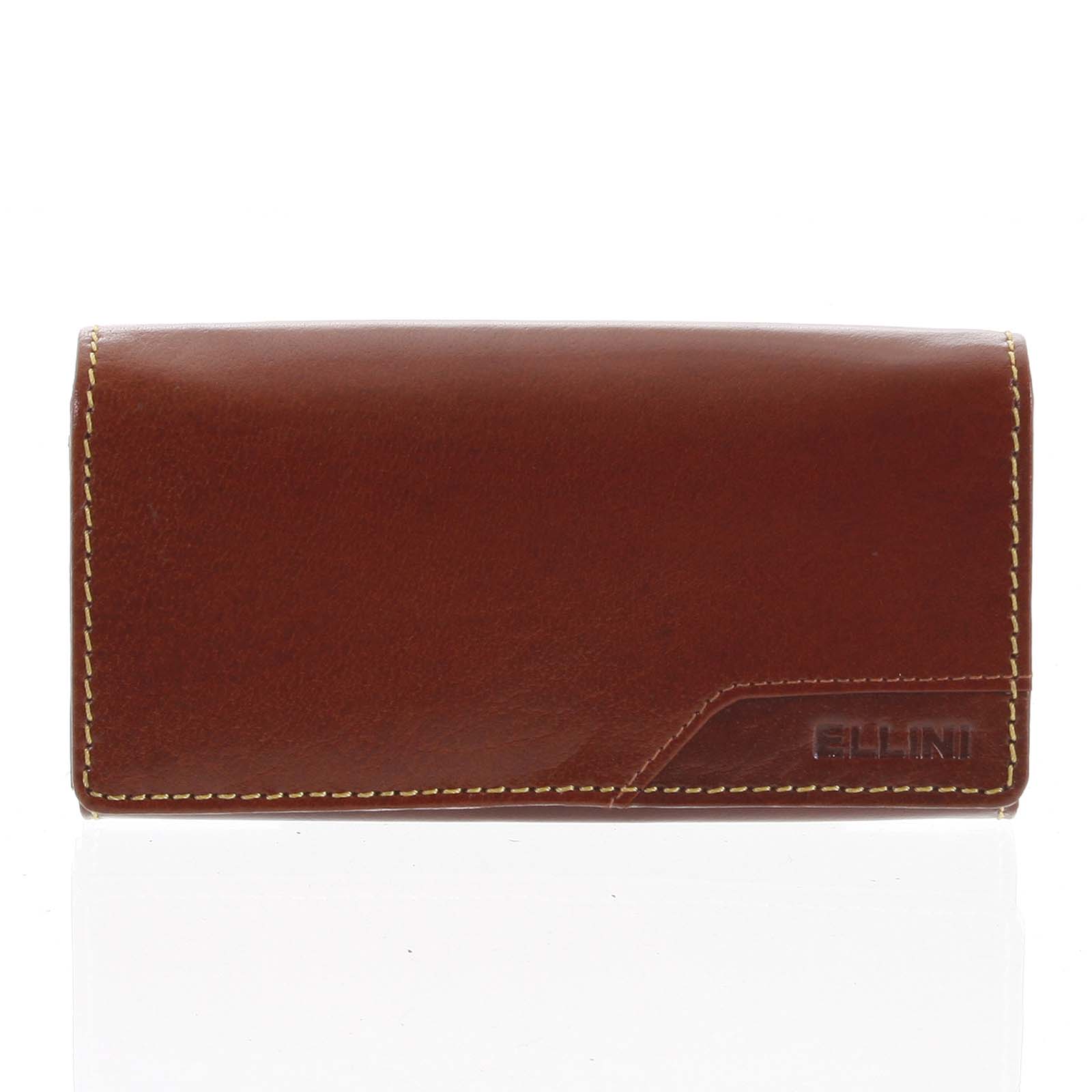 Praktická dámská větší hnědá kožená peněženka - Ellini Patia