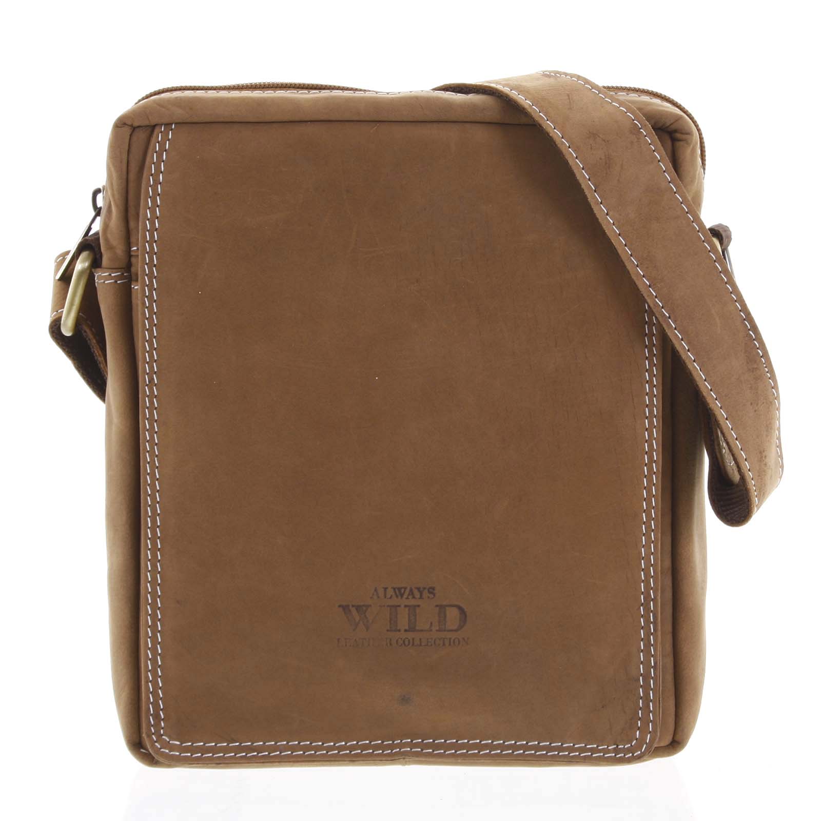 Pánská kožená crossbody taška hnědá - WILD Yander