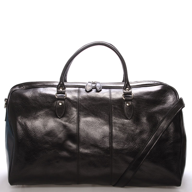 Velká cestovní kožená taška černá ItalY - Ella