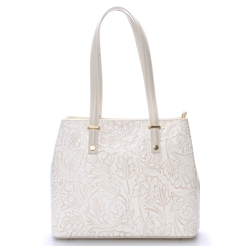 Exkluzivní dámská kožená kabelka krémová - ItalY Logistilla