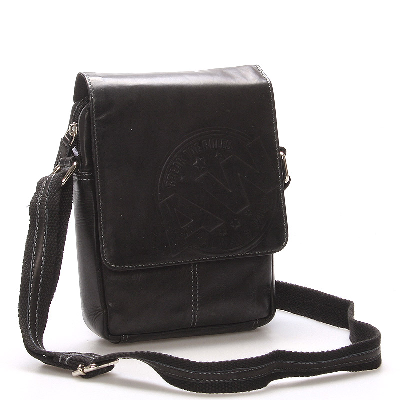 Pánská kožená taška na doklady černá - WILD Connor