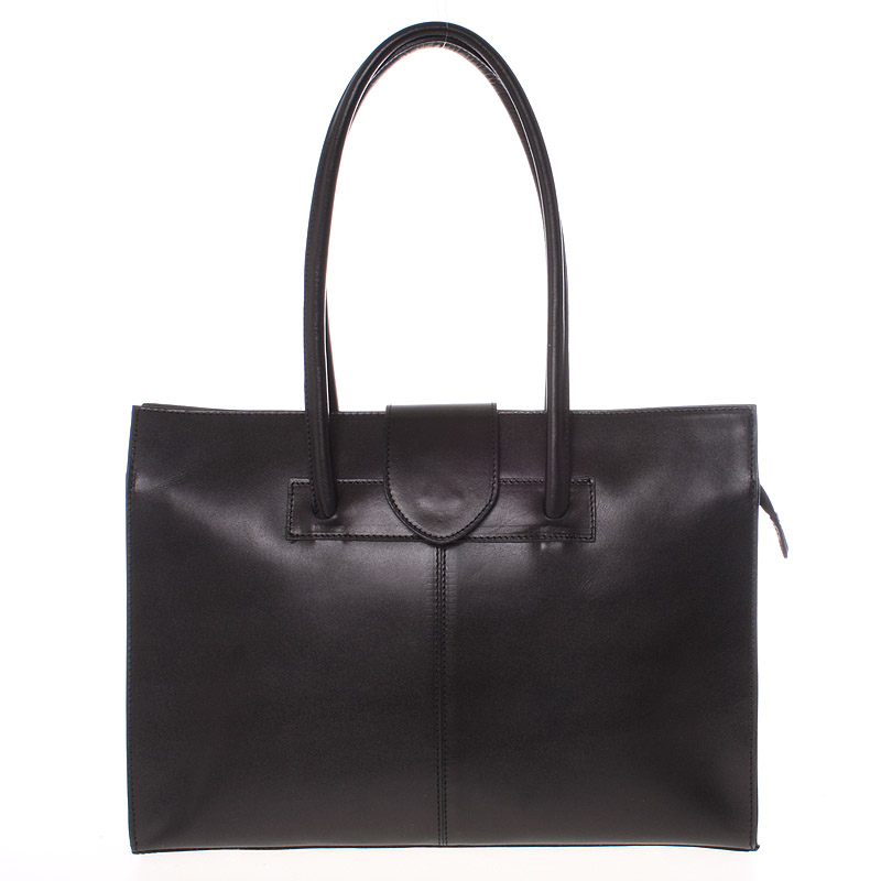 Velká elegantní dámská kožená kabelka černá - ItalY Zyphire