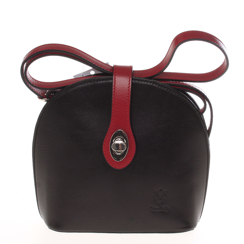 Malá dámská černo červená kožená crossbody kabelka - ItalY Zerena