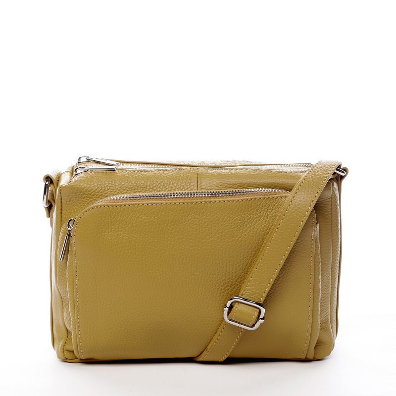 Dámská kožená crossbody kabelka tmavě žlutá - ItalY Bandit
