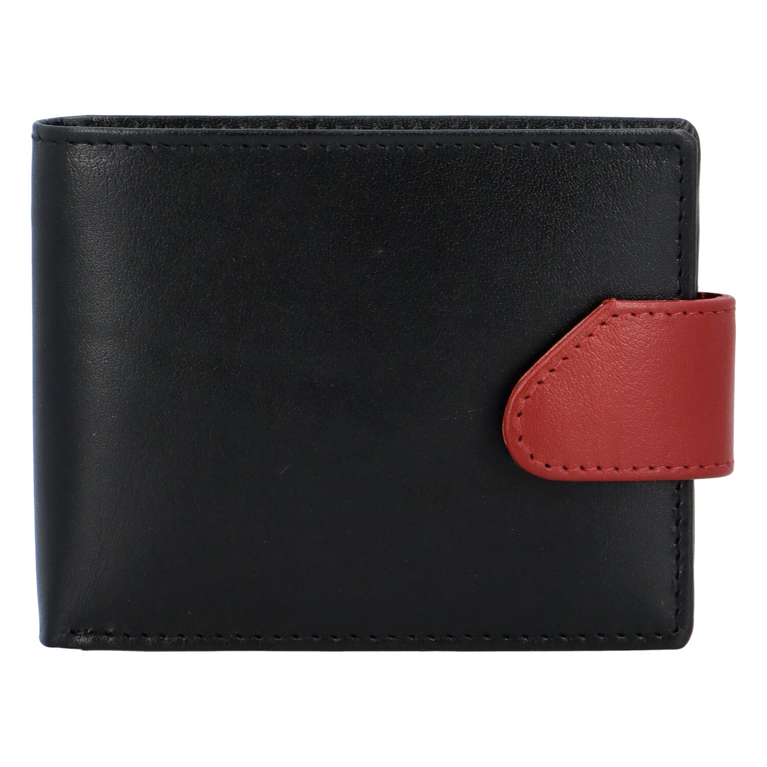 Hladká pánská černo červená kožená peněženka - Tomas 76VT