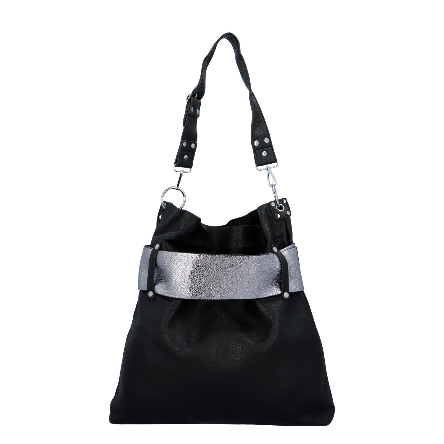 Luxusní dámská kabelka černo stříbrná - Paolo Bags Manue