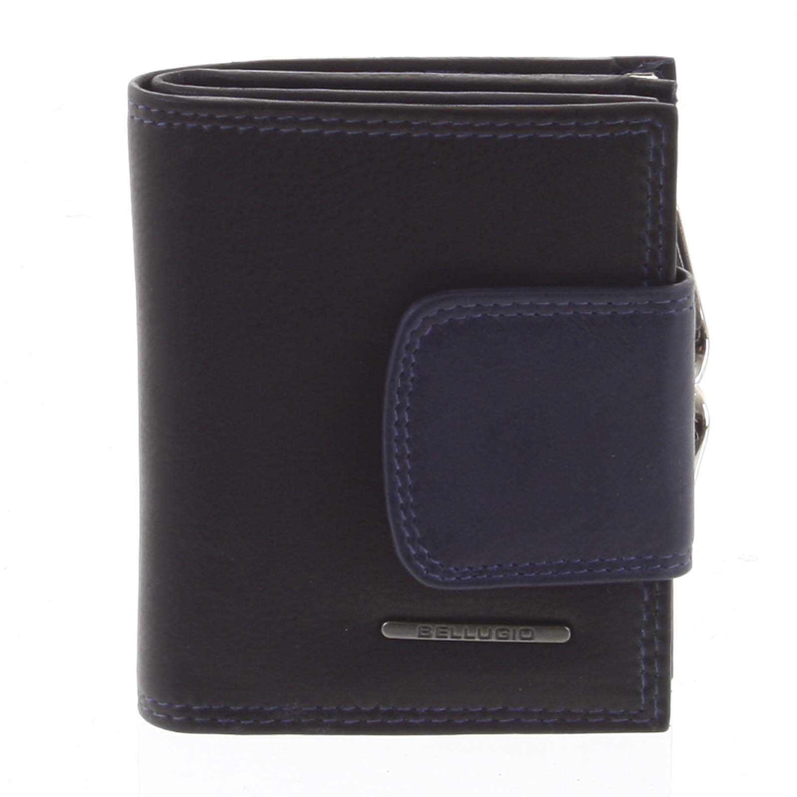 Dámská kožená peněženka malá černo modrá - Bellugio Gredel