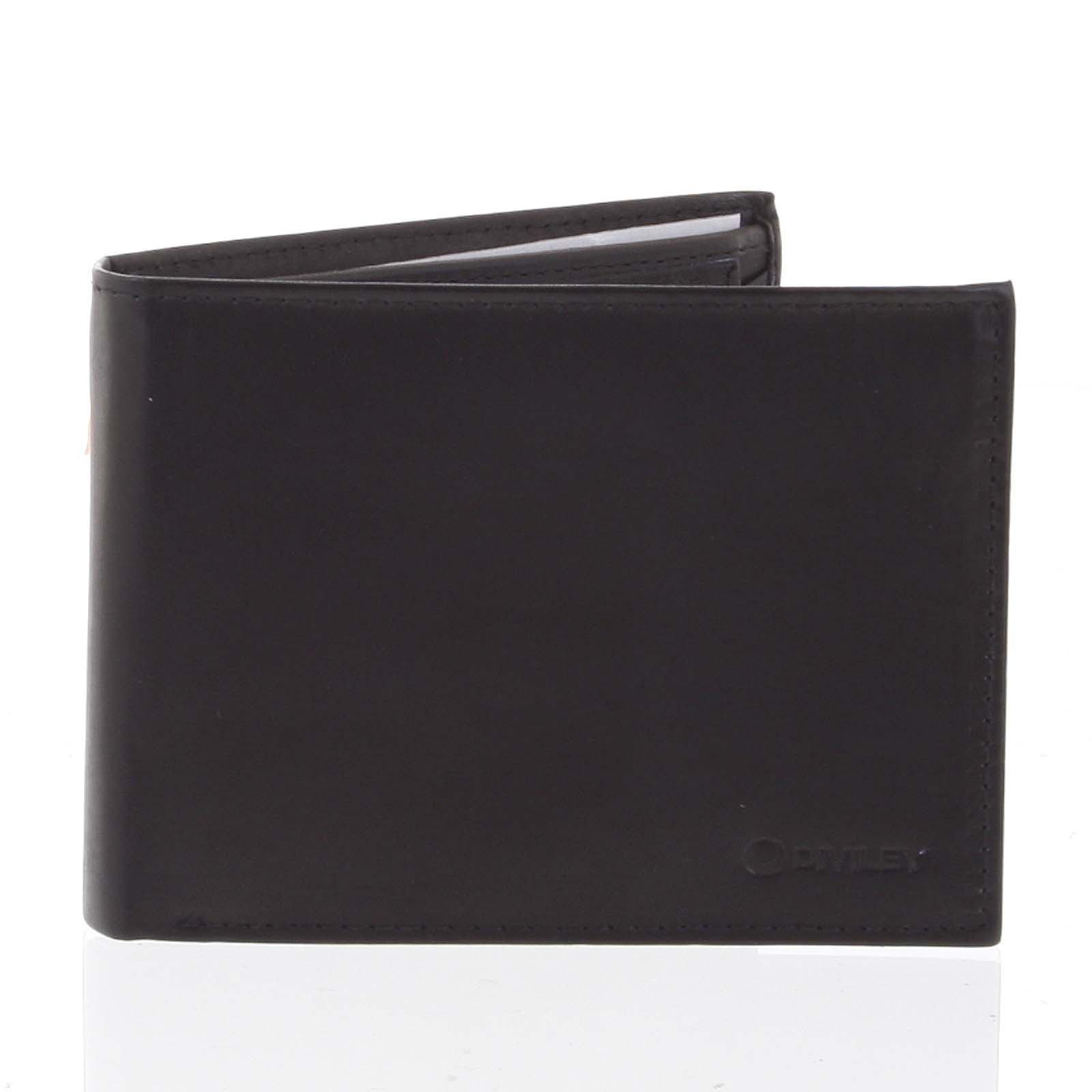 Pánská volná černá kožená peněženka - Diviley Cycbet