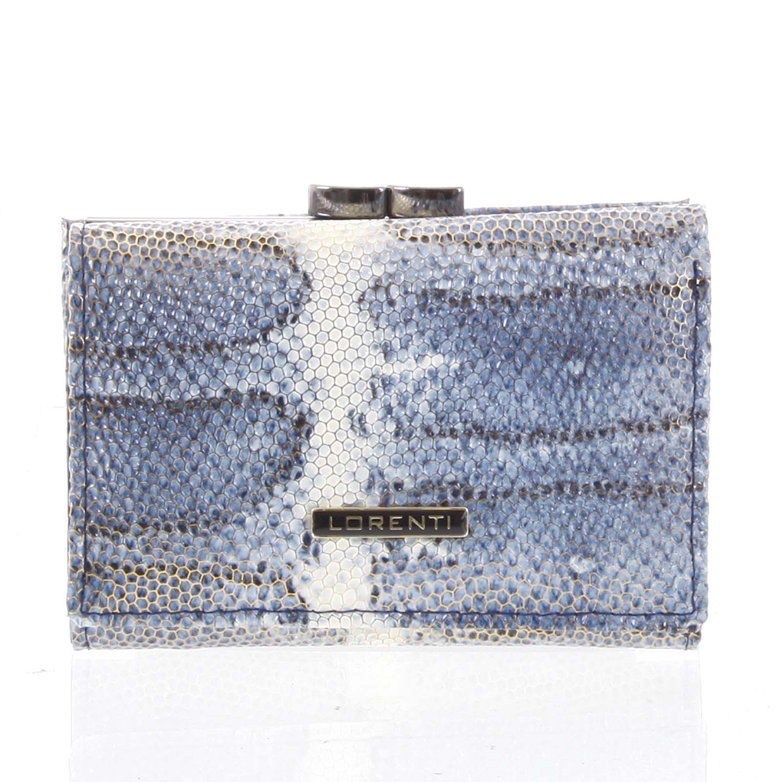 Elegantní kožená modrá peněženka se zlatým hadím vzorem - Lorenti 117SK