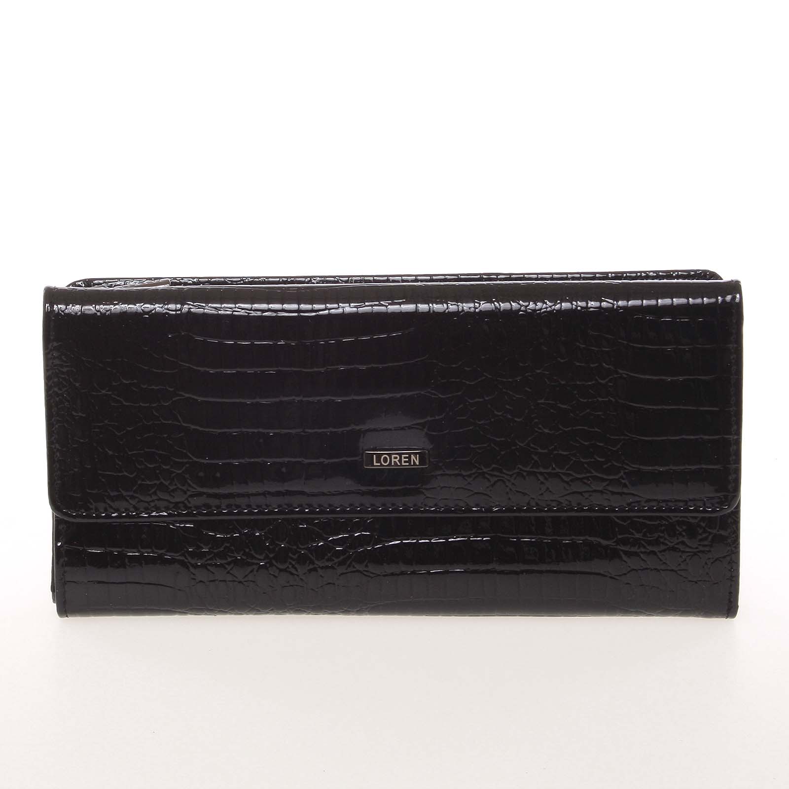 Stylová kožená lakovaná dámská peněženka černá - Loren 74507RS