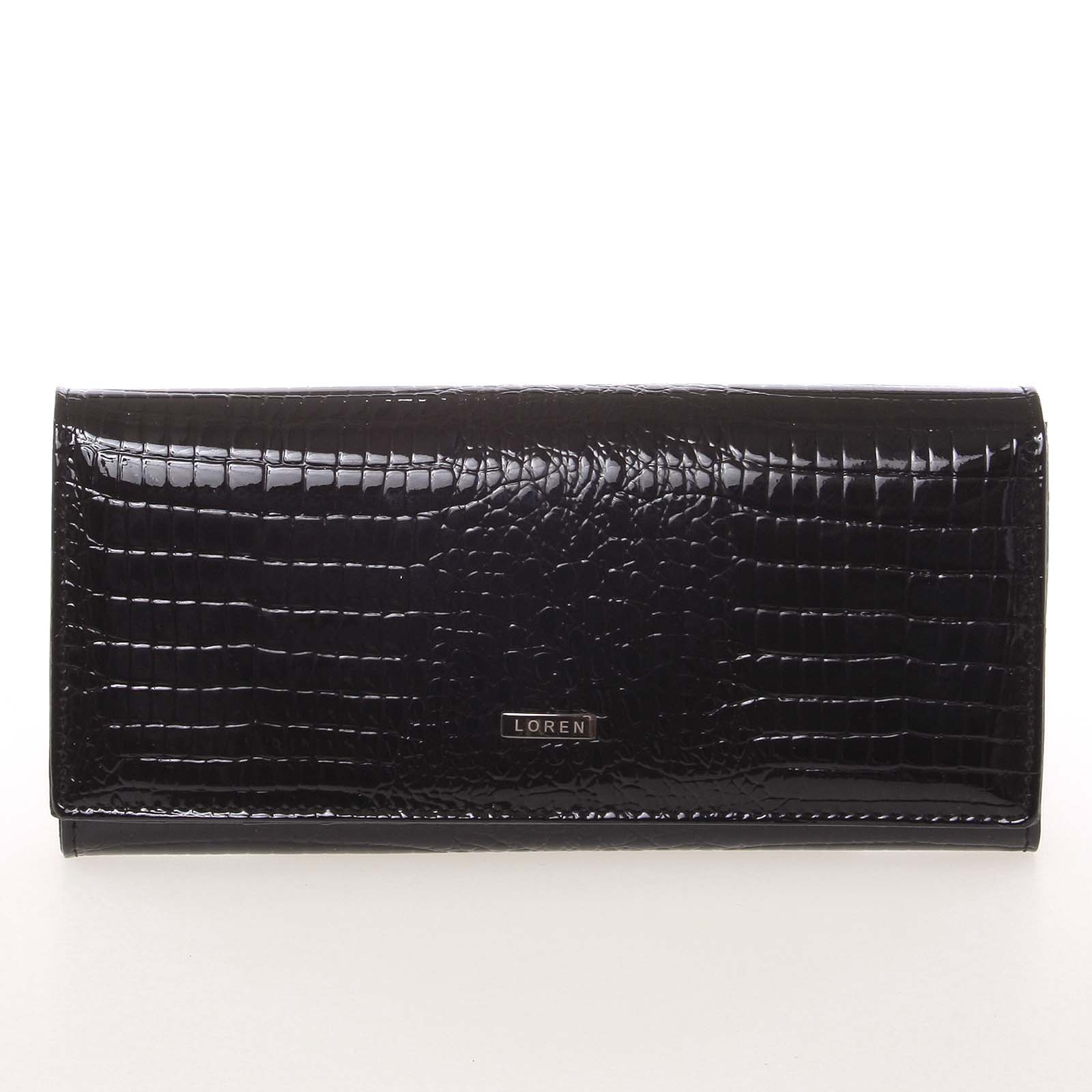 Atraktivní kožená lakovaná dámská peněženka černá - Loren GD27RS