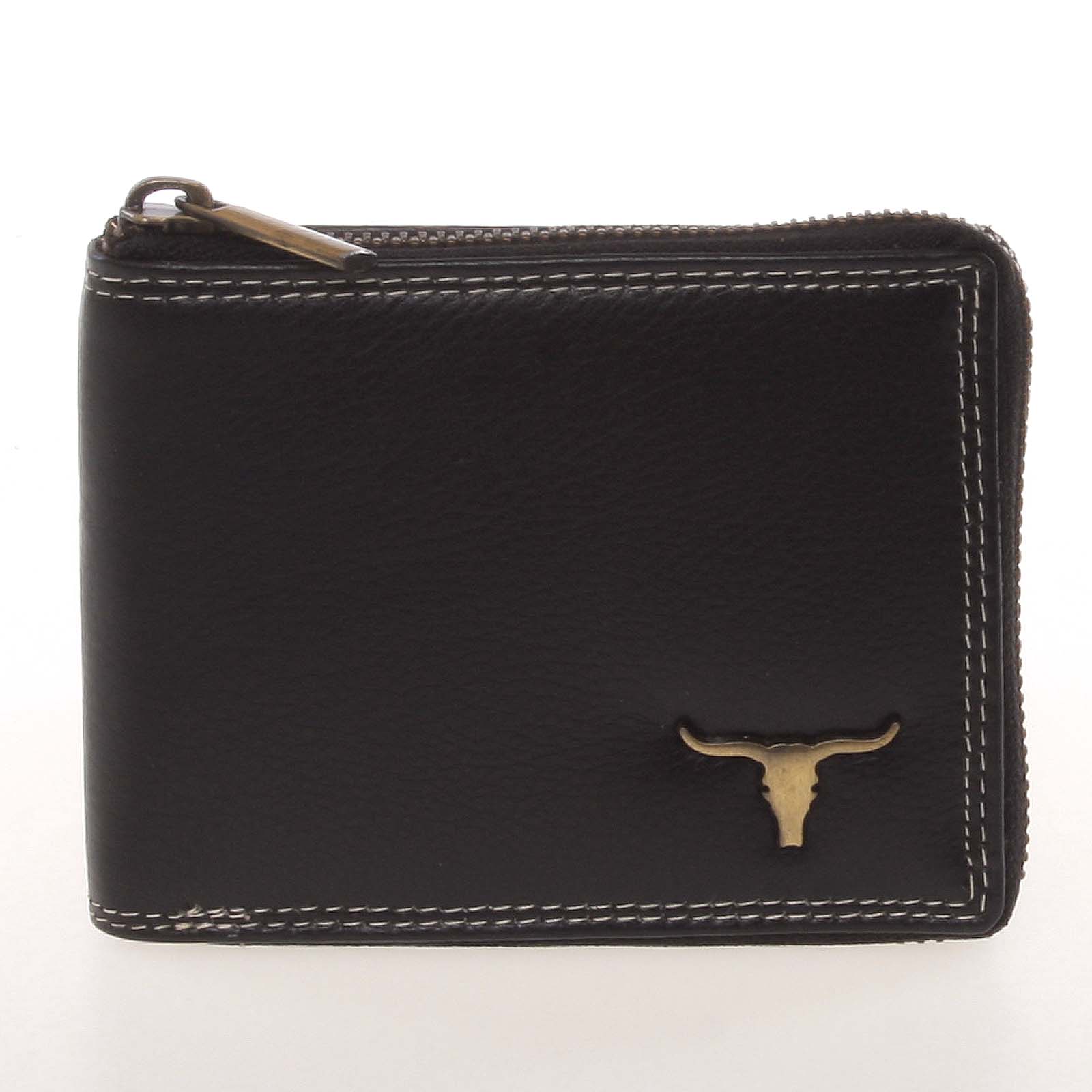 Módní pánská kožená peněženka na zip černá - BUFFALO Derrall