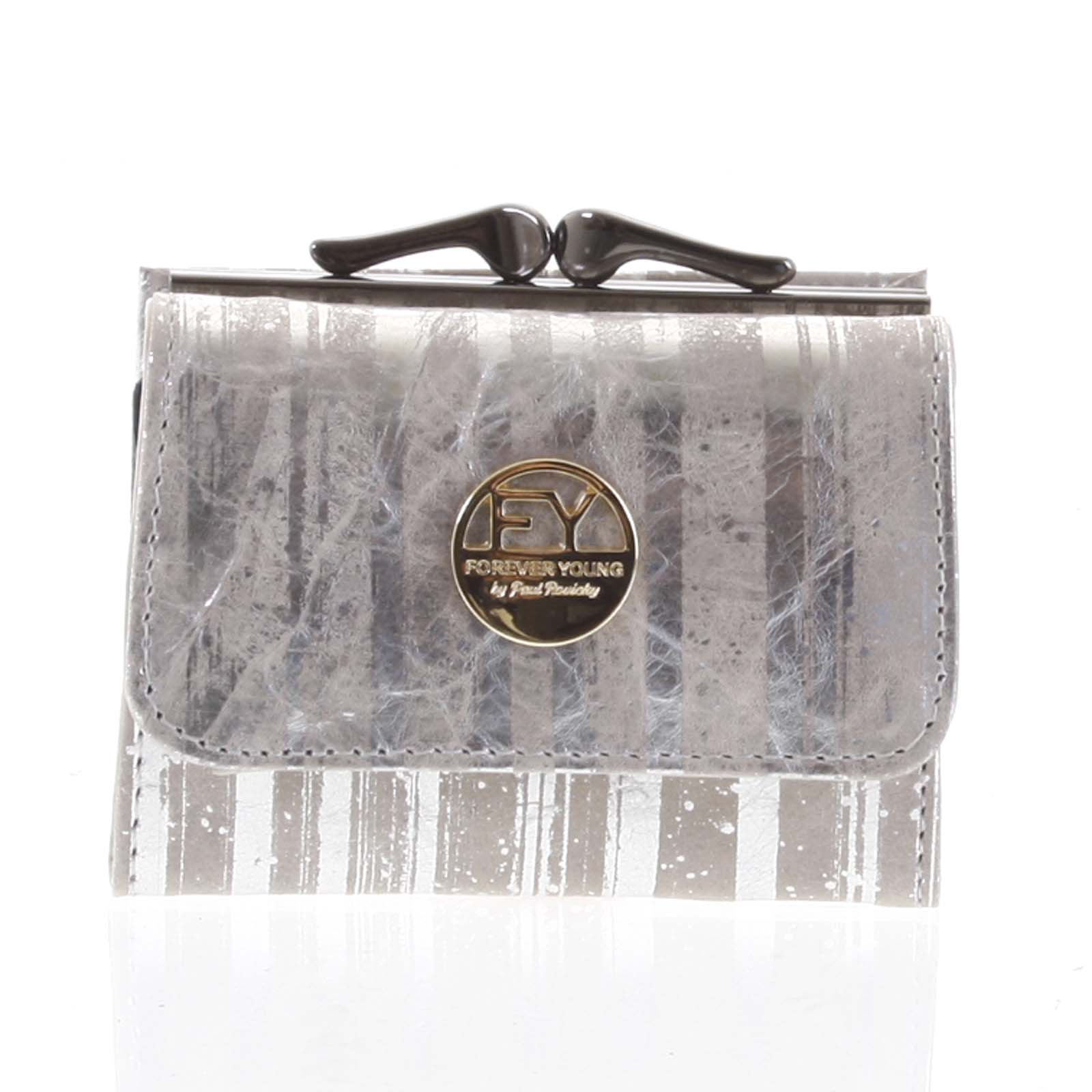 Malá dámská peněženka kožená stříbrná - Rovicky 55287