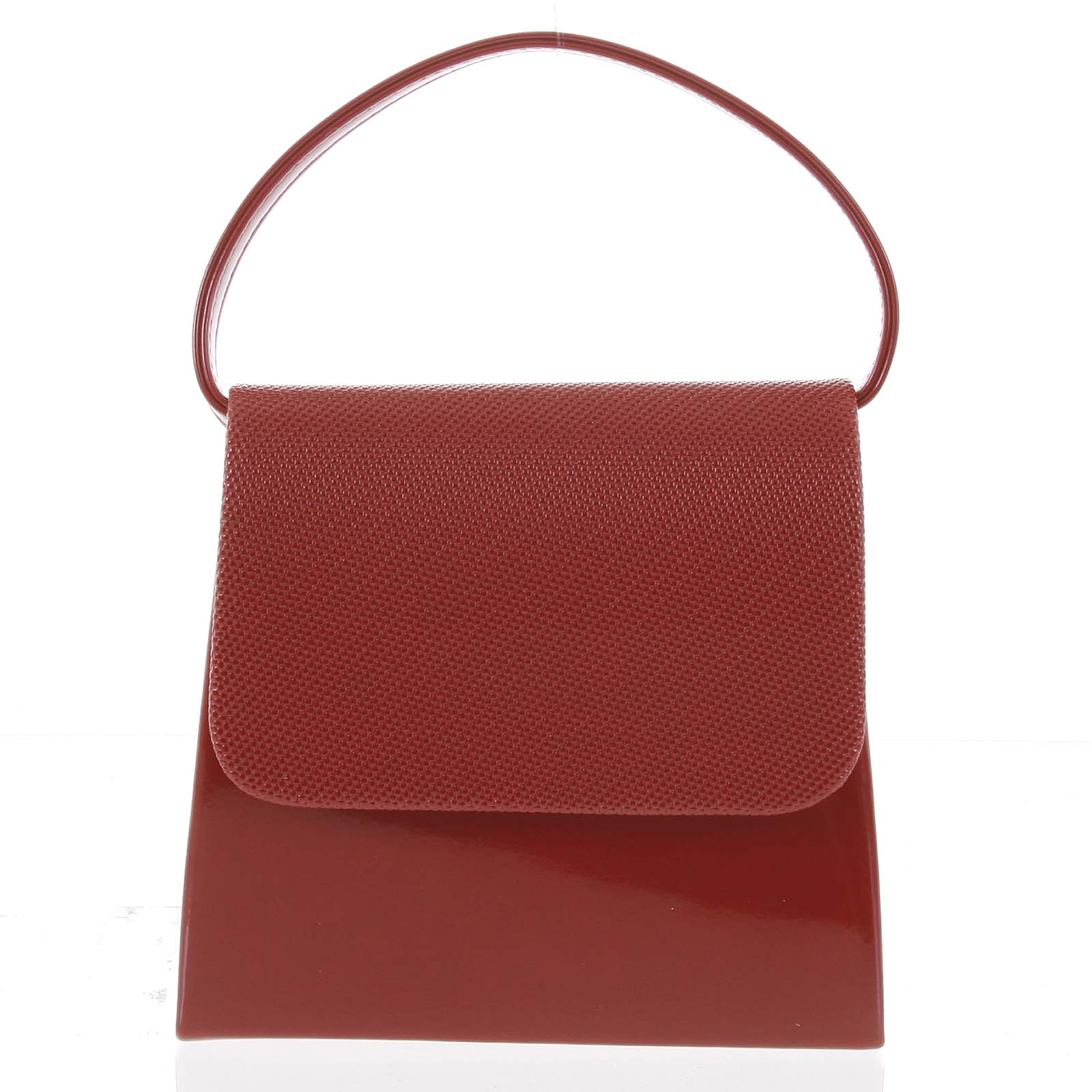 Luxusní dámské psaníčko/kabelka lakované červené se vzorovanou klopou - Delami Viseria