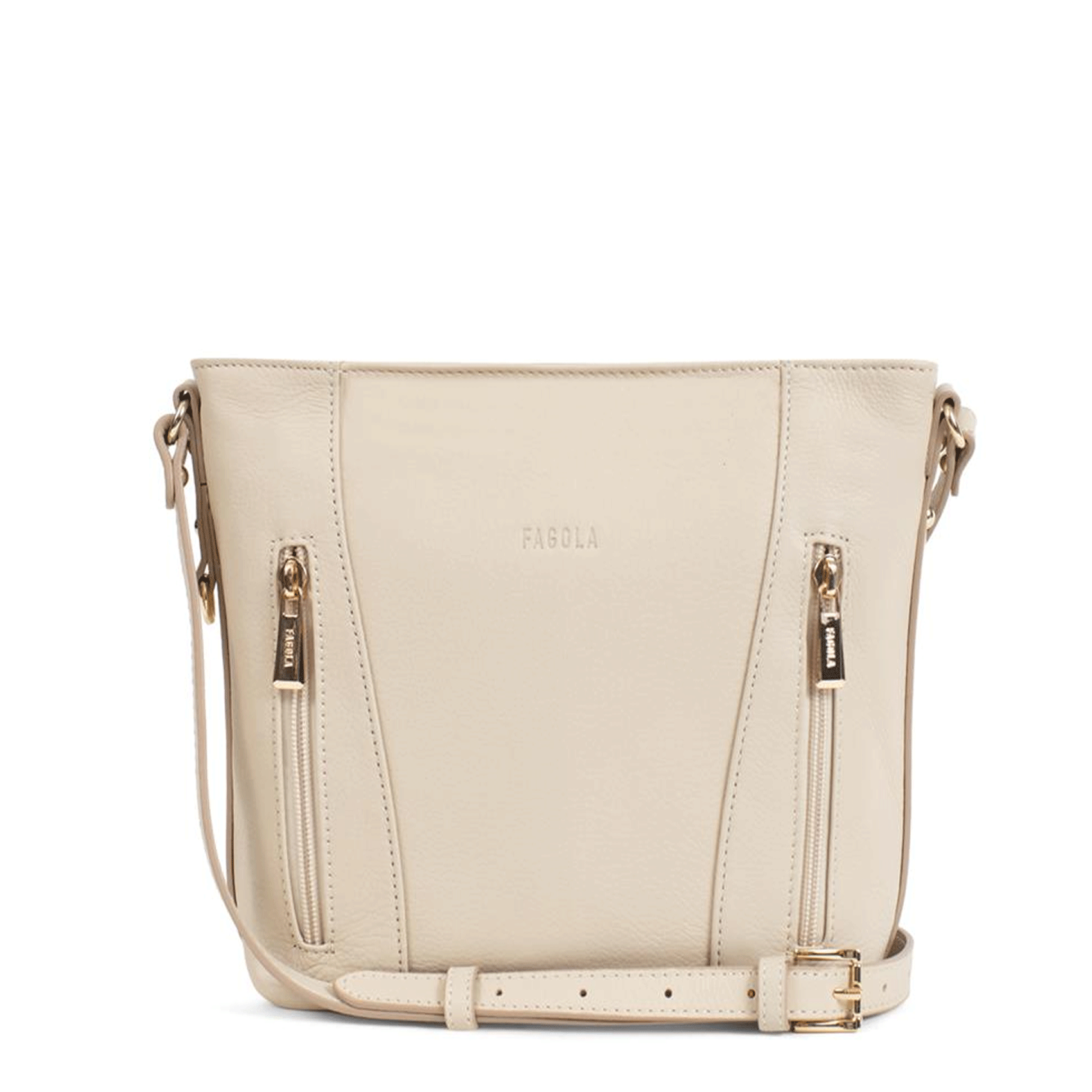 Dámská kožená kabelka přes rameno béžová - Fagola Preira