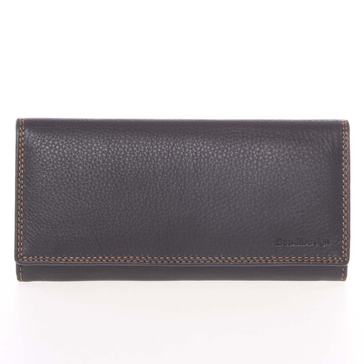 Velká dámská černá kožená prošívaná peněženka - SendiDesign Phylis