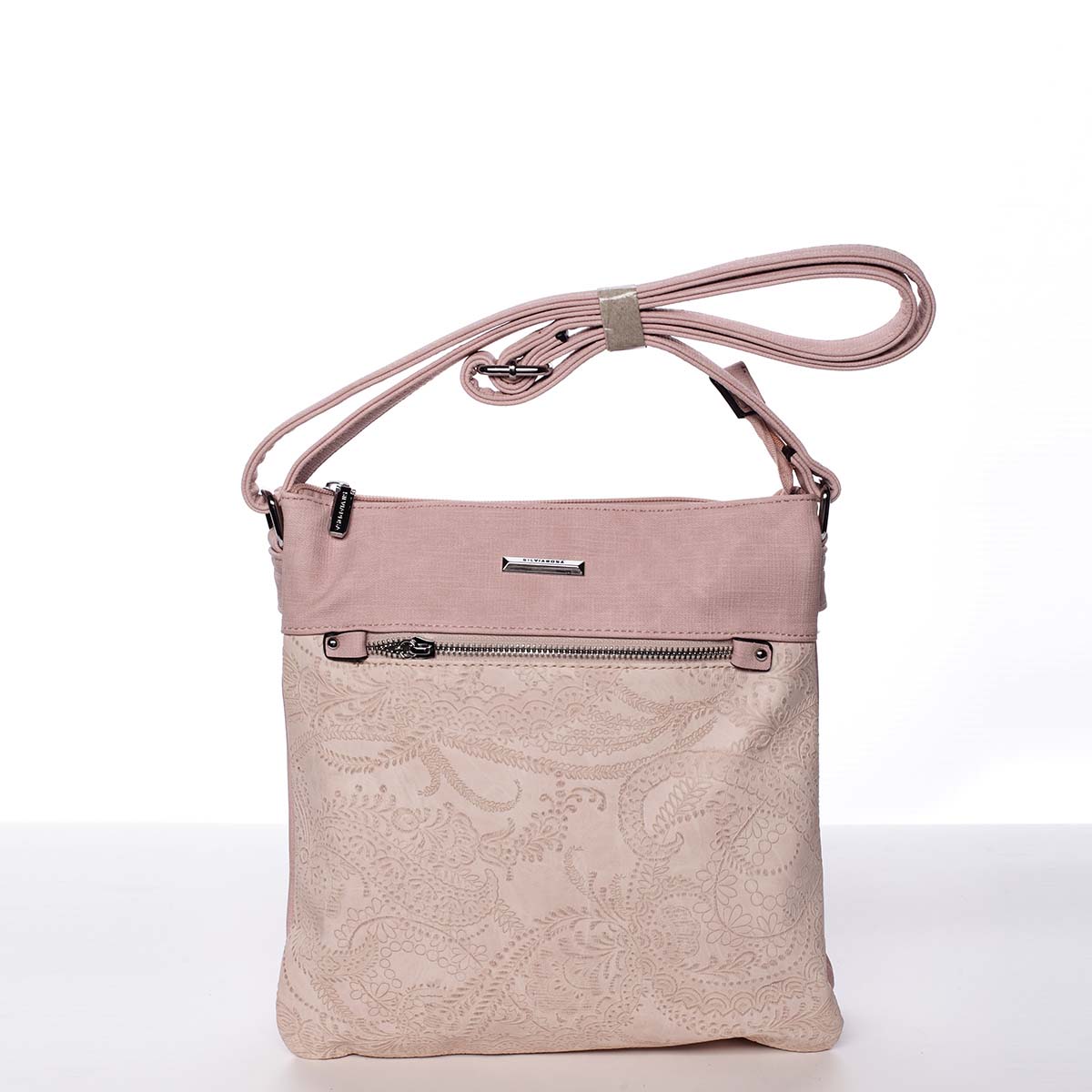 Elegantní růžová měkká dámská crossbody kabelka - Silvia Rosa Roxana