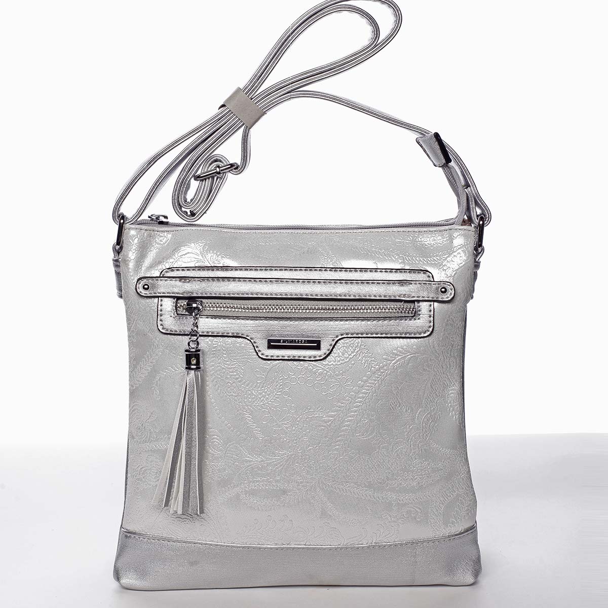 Módní dámská stříbrná crossbody kabelka se vzorem - Silvia Rosa Gillian 