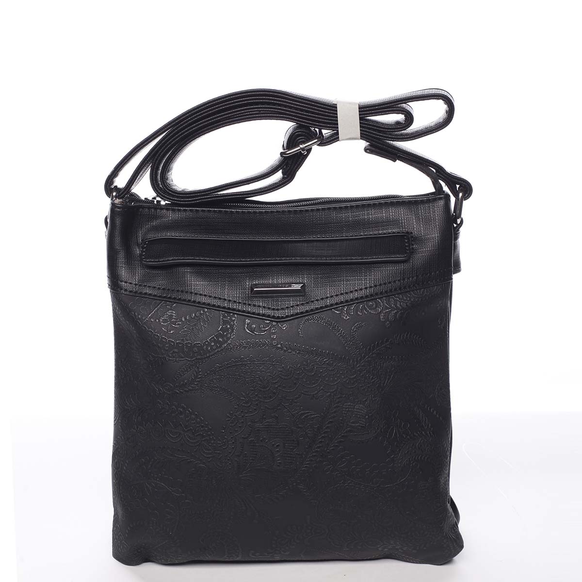Stylová elegantní černá crossbody kabelka se vzorem - Silvia Rosa Nicole 