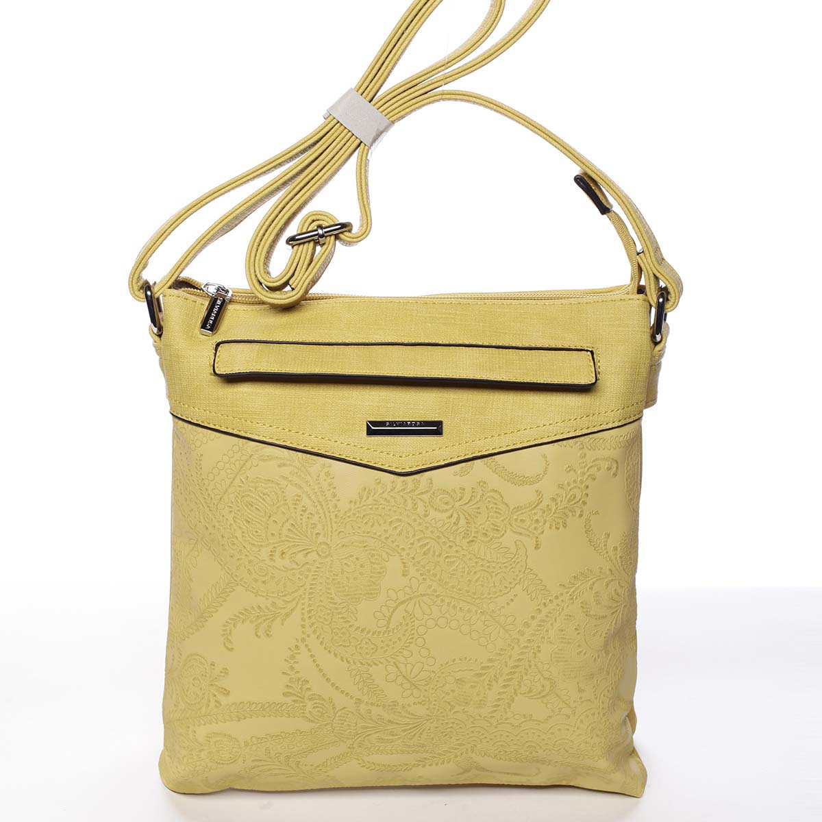 Stylová elegantní narcisově žlutá crossbody kabelka se vzorem - Silvia Rosa Nicole 