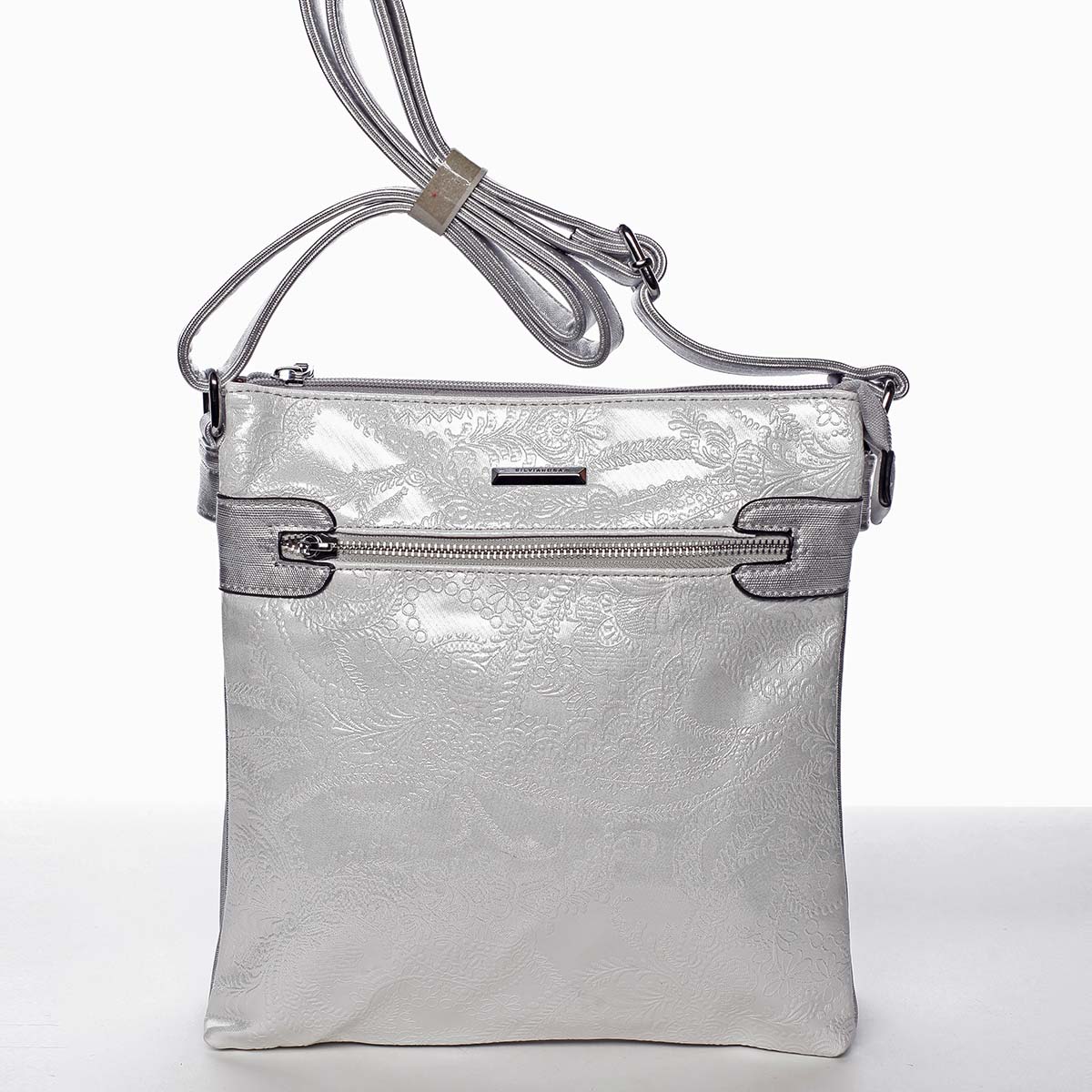 Krásná dámská stříbrná crossbody kabelka se vzorem - Silvia Rosa Xiomy 