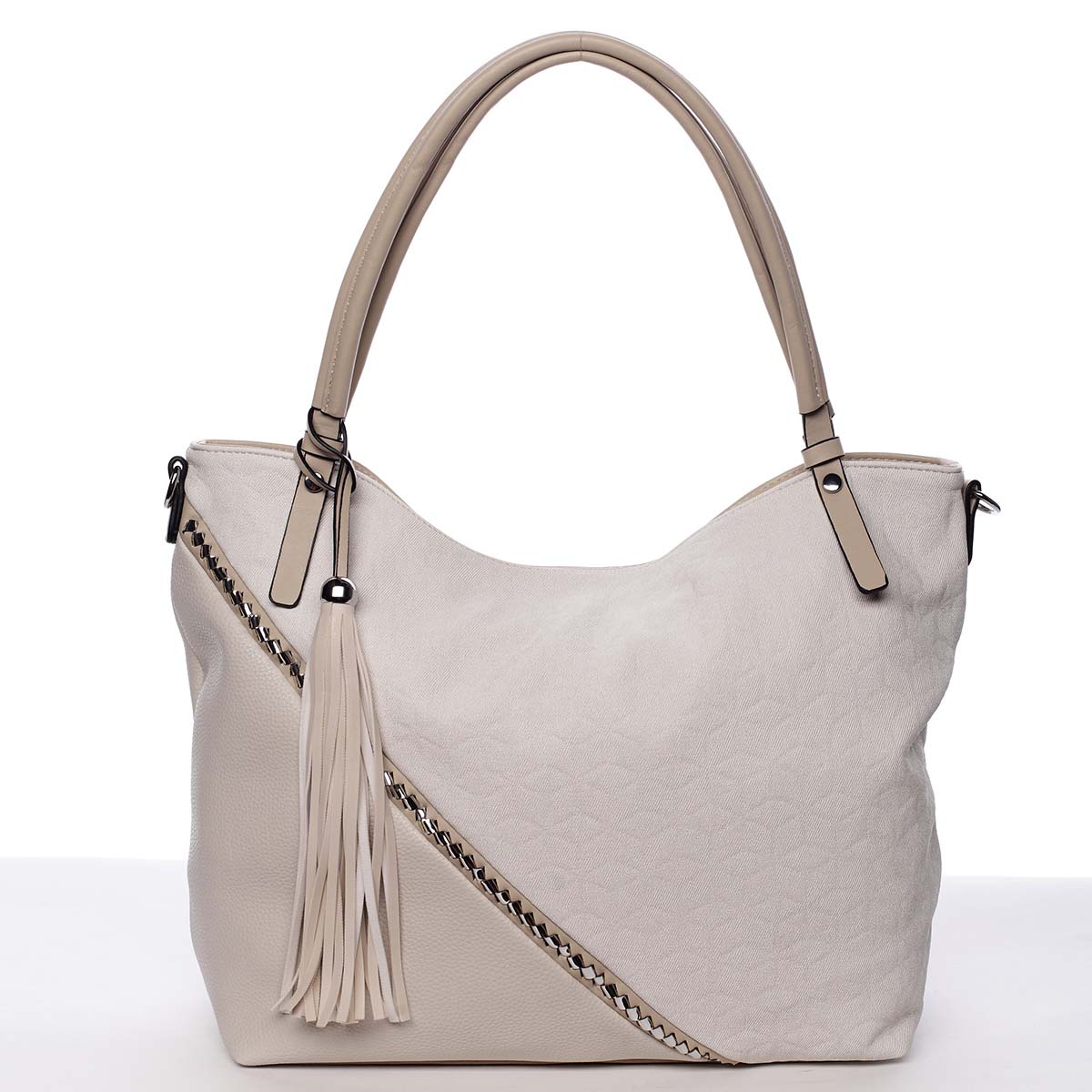 Velká dámská kabelka přes rameno béžová - MARIA C Ewa