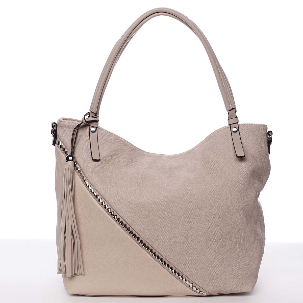 Velká dámská kabelka přes rameno světlá taupe - MARIA C Ewa