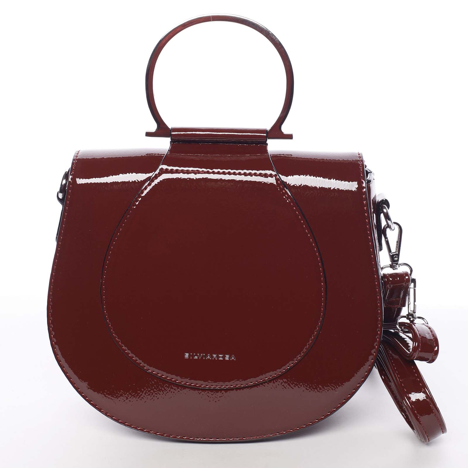 Originální dámská lakovaná crossbody kabelka sytě vínová - Silvia Rosa Sherise