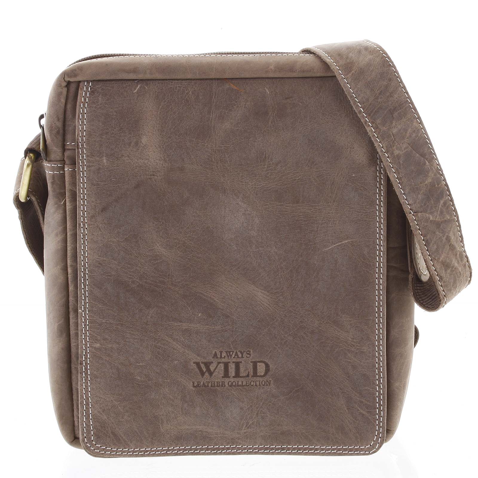 Pánská kožená crossbody taška taupe - WILD Yander