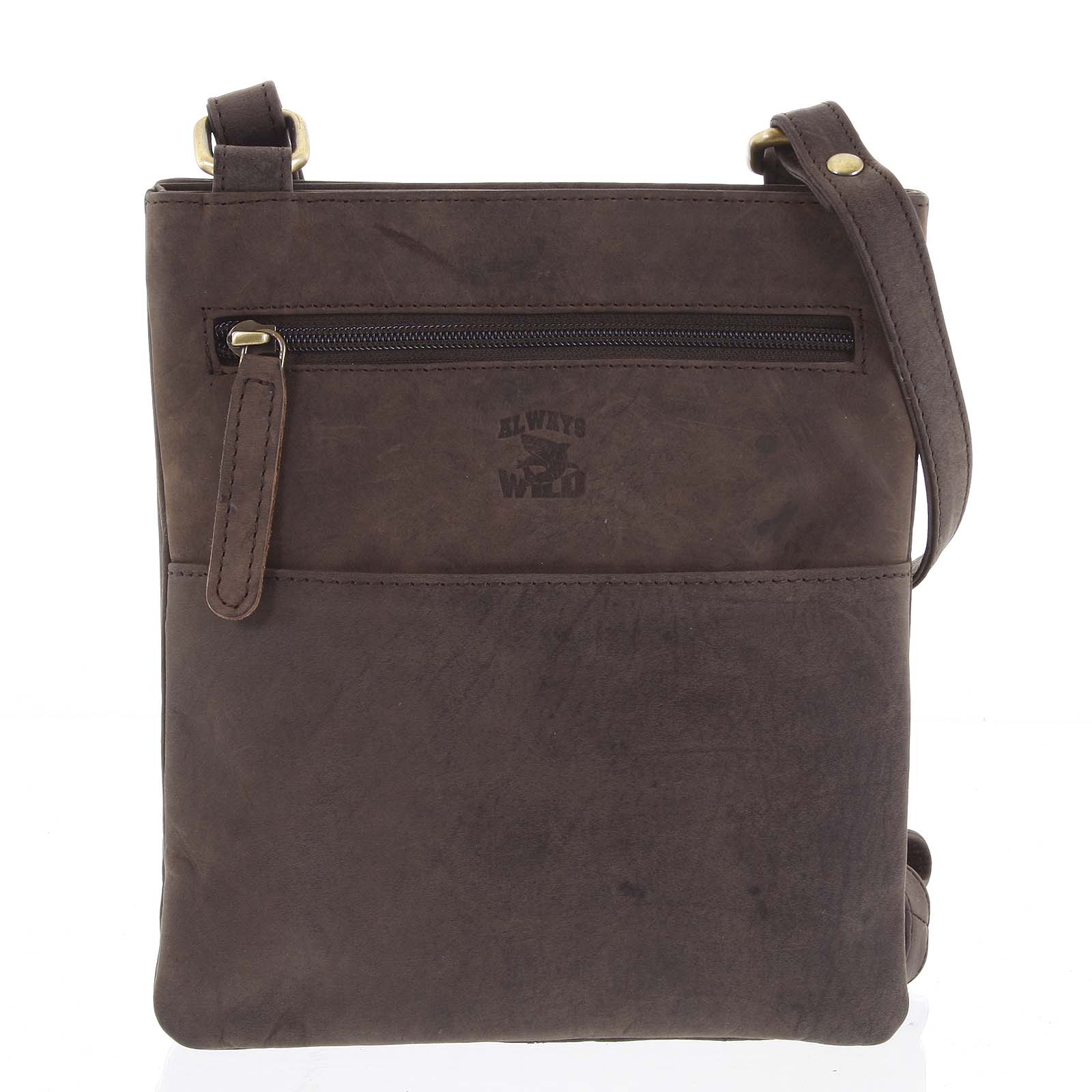 Pánská kožená crossbody taška tmavě hnědá - WILD Graison