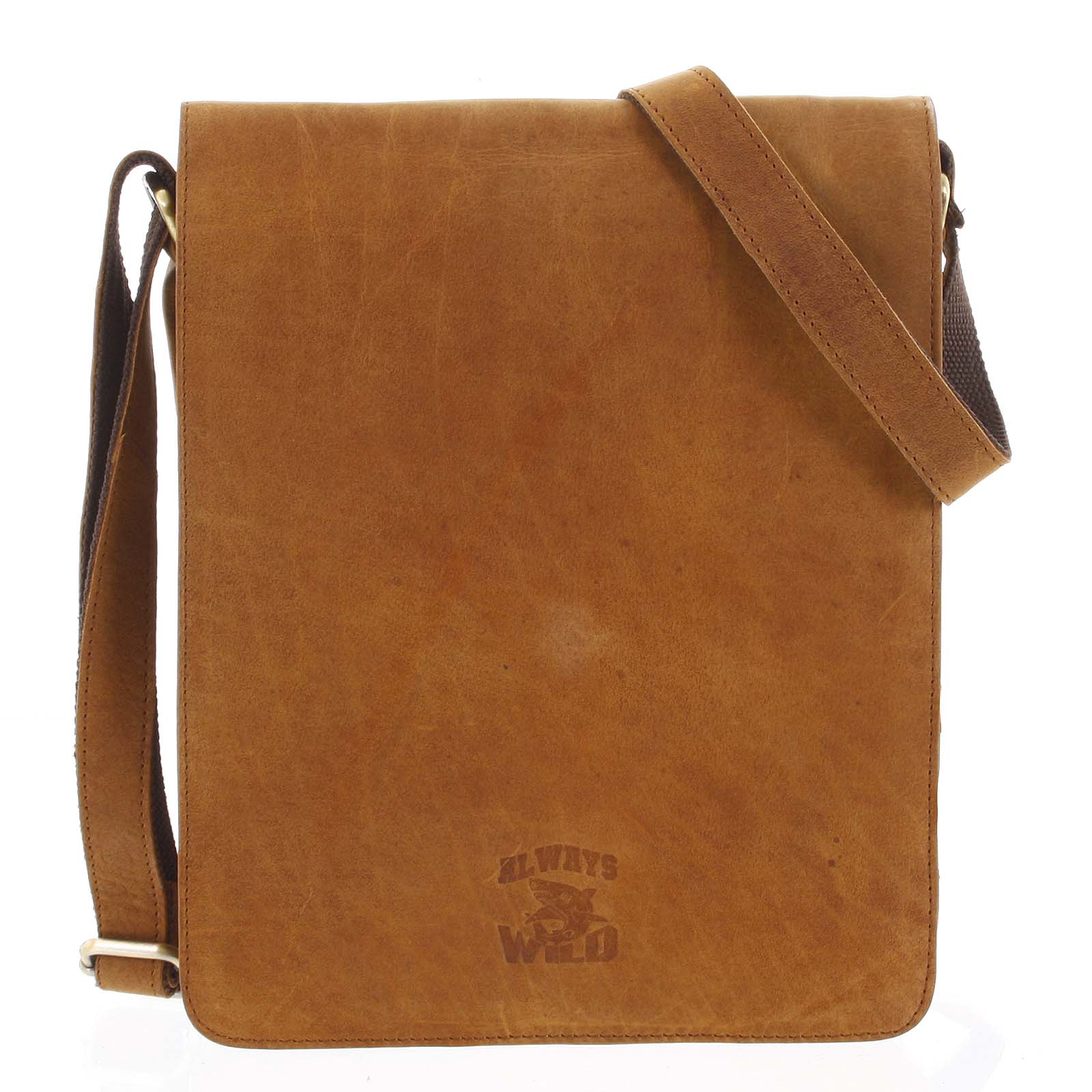 Pánská kožená crossbody taška koňaková - WILD Henda