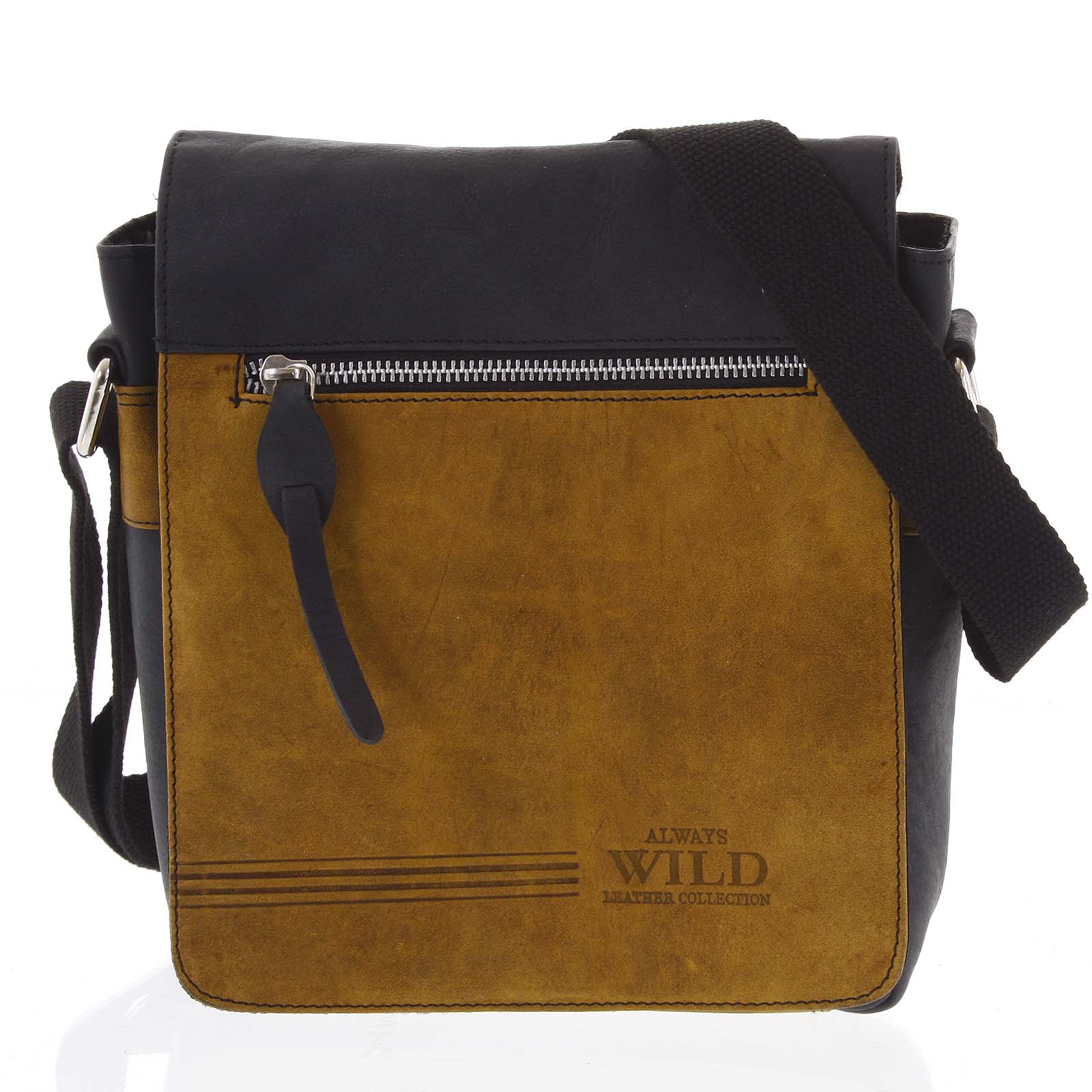 Pánská kožená crossbody taška černá - WILD Keven 