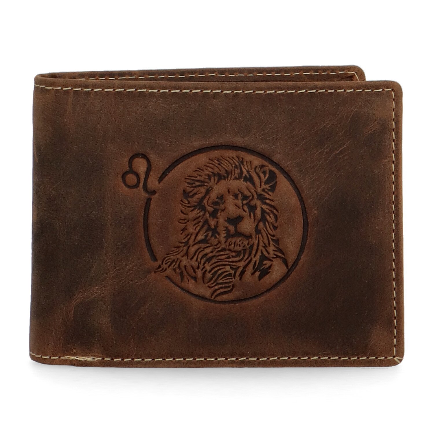 Levně Pánská kožená peněženka hnědá - Diviley Steig Lev