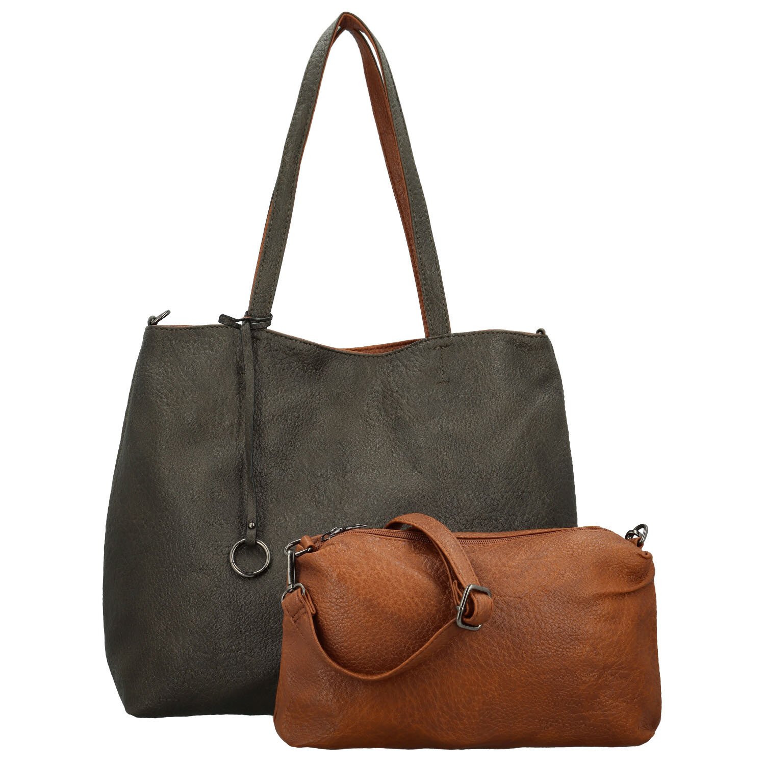 Dámský set kabelek tmavě zelený/hnědý - MaxFly Areti