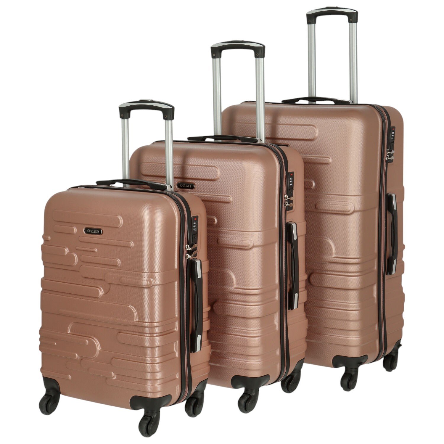 Cestovní plastový kufr zlatorůžový - Ormi Mabon SADA