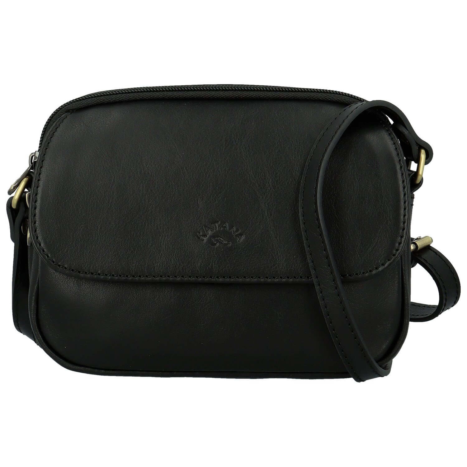 Dámská kožená crossbody kabelka černá - Katana Shirin
