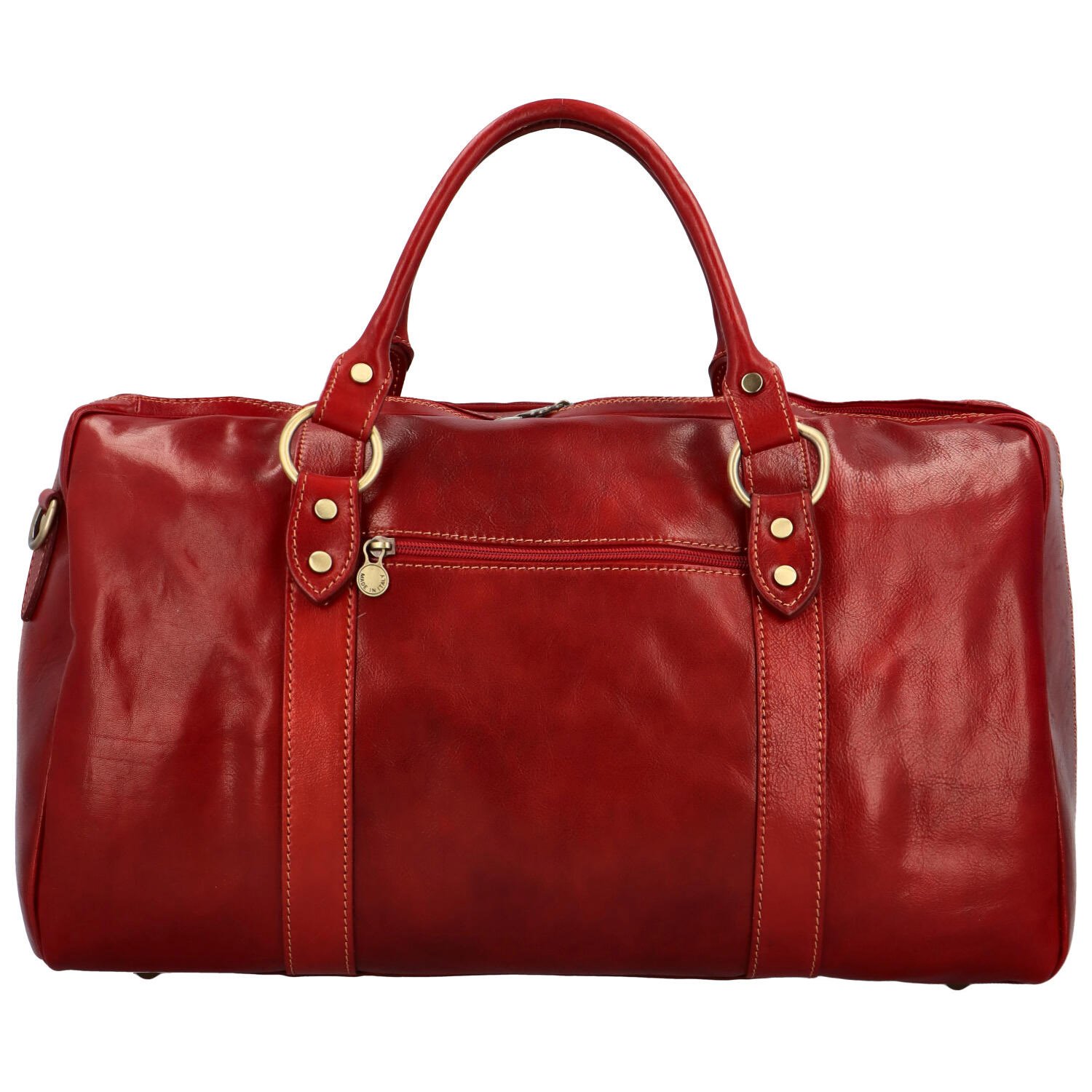 Levně Cestovní kožená taška červená - Delami Ofelie