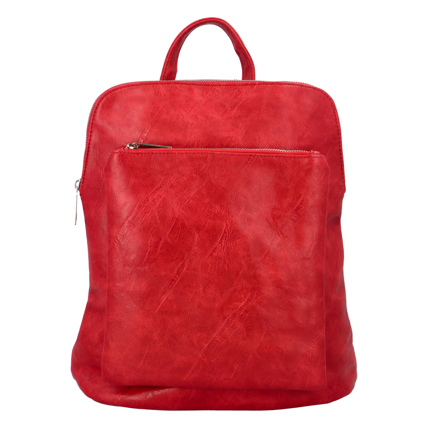 Levně Prostorný koženkový batoh Karolin, červený