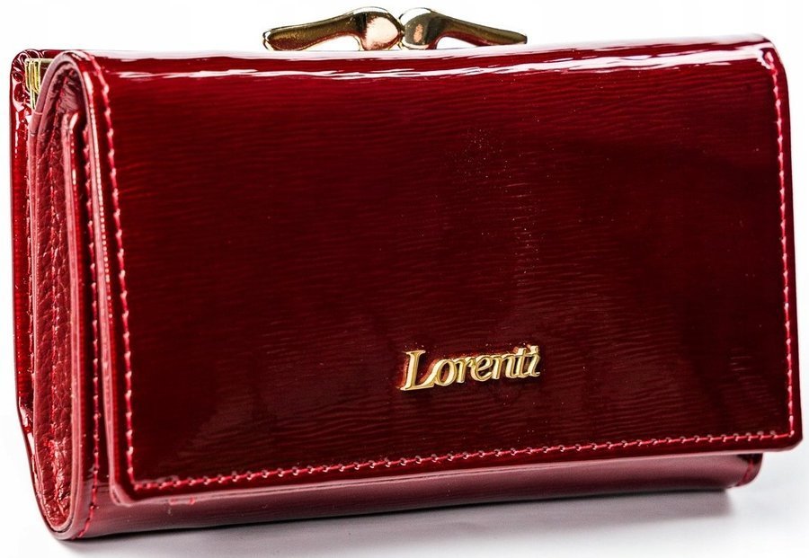 Levně Jedinečná dámská lakovaná kožená peněženka červená - Lorenti 55020SH