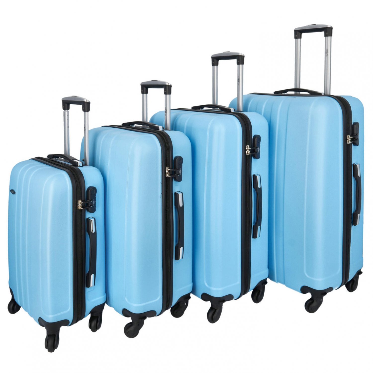 Levně Skořepinové cestovní kufry světle modrá sada - RGL Blant XS, S, M, L