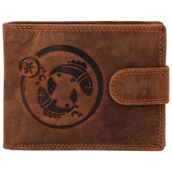 Levně Pánská kožená peněženka hnědá - Delami Elmar Ryby