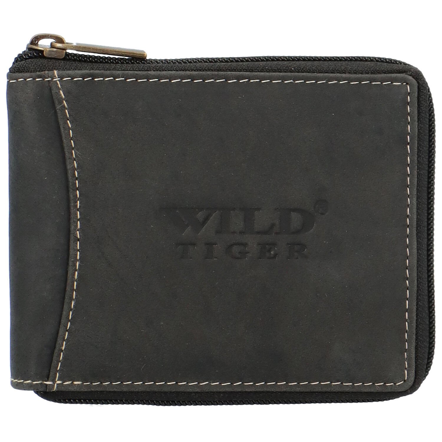 Levně Pánská kožená peněženka černá - Wild Tiger Simon