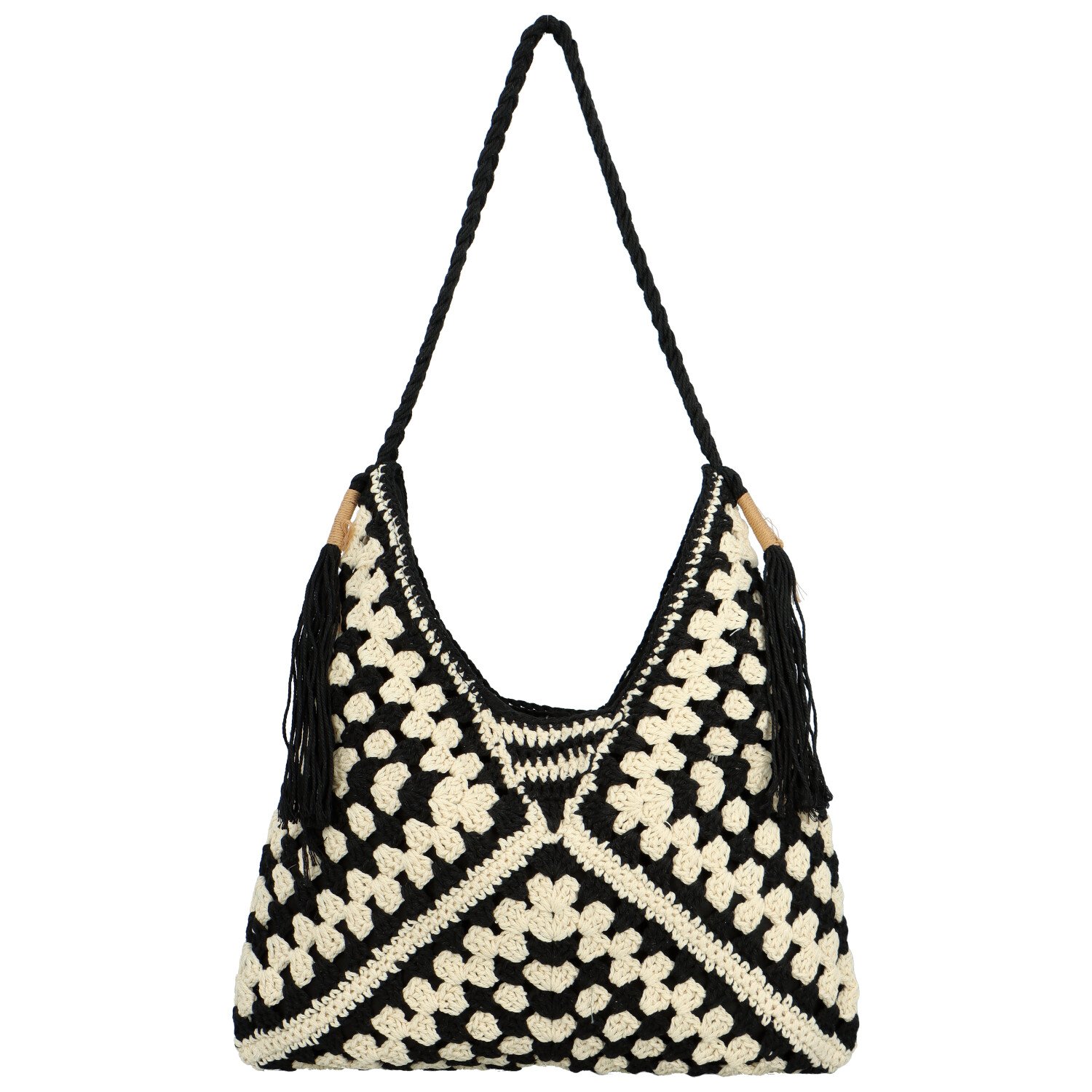 Dámská kabelka na rameno černo/krémová - MaxFly Sába