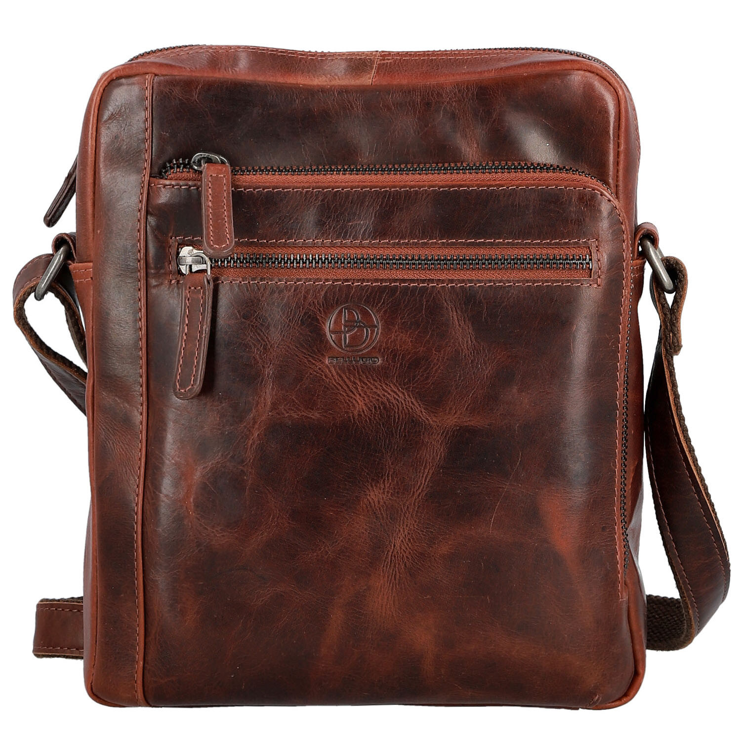 Pánská kožená crossbody taška tmavě hnědá - Bellugio Dalnim