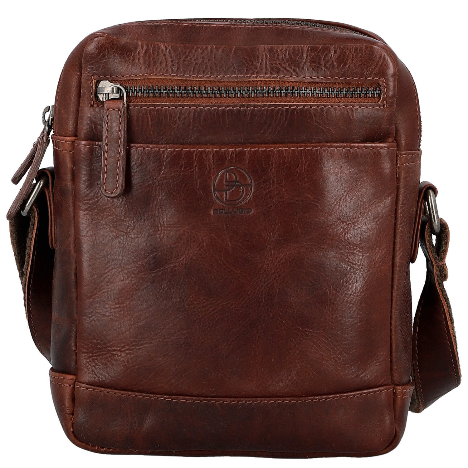 Pánská kožená crossbody taška tmavě hnědá - Bellugio Serchio