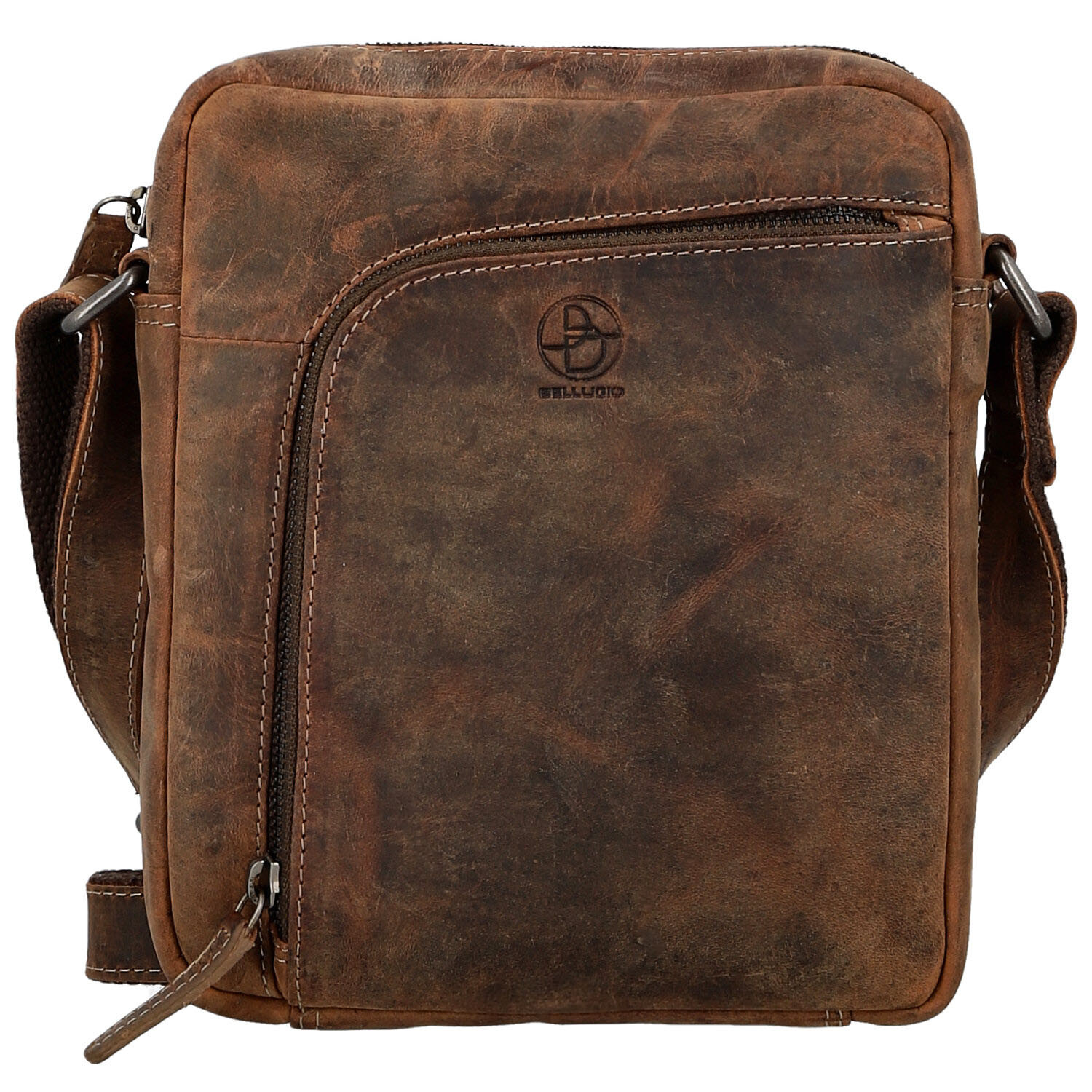 Pánská kožená crossbody taška hnědá - Bellugio Seth