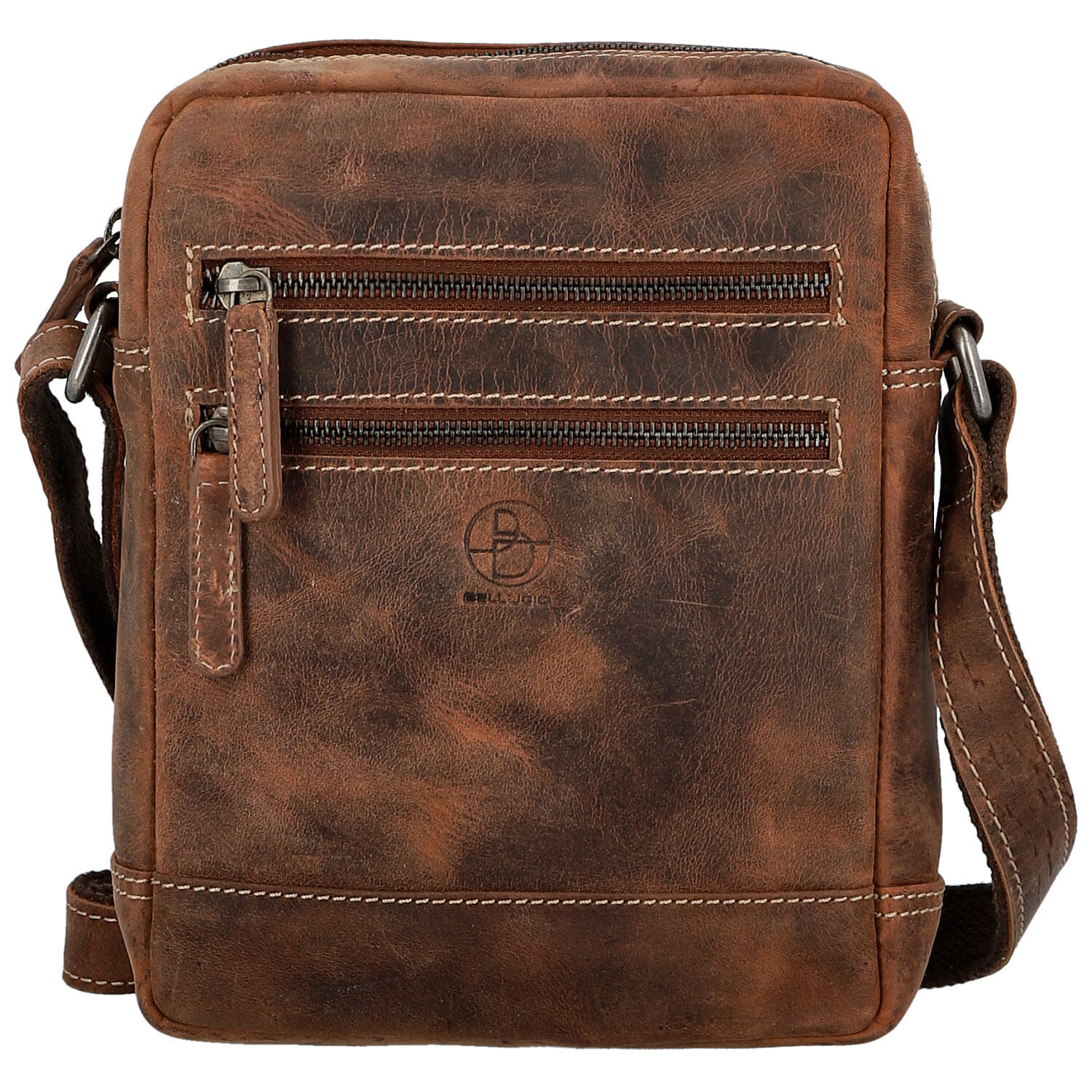 Pánska kožená crossbody taška hnedá - Bellugio Tiber